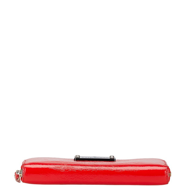 ケイトスペード ラウンドファスナー 長財布 レッド エナメル レディース Kate Spade 【中古】