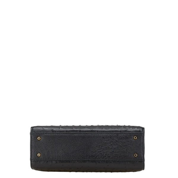 フランクオリビエ frank olivie ハンドバッグ ショルダーバッグ 2WAY ブラック オーストリッチ オーストリッチ レディース 【中古】