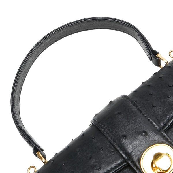 フランクオリビエ frank olivie ハンドバッグ ショルダーバッグ 2WAY ブラック オーストリッチ オーストリッチ レディース 【中古】