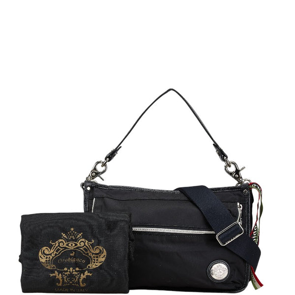 オロビアンコ ハンドバッグ ショルダーバッグ ブラック マルチカラー ナイロン レザー メンズ Orobianco 【中古】