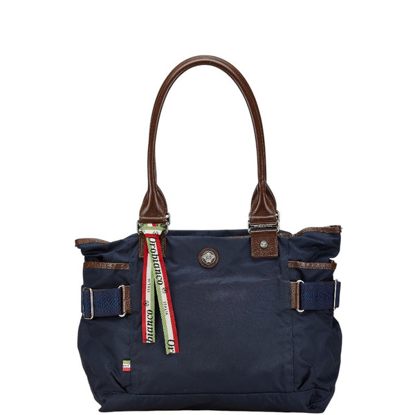 オロビアンコ トートバッグ ハンドバッグ ネイビー ブラウン ナイロン レザー レディース Orobianco 【中古】