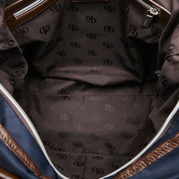 オロビアンコ トートバッグ ハンドバッグ ネイビー ブラウン ナイロン レザー レディース Orobianco 【中古】