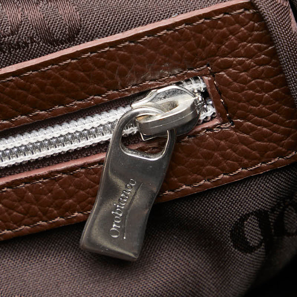 オロビアンコ トートバッグ ハンドバッグ ネイビー ブラウン ナイロン レザー レディース Orobianco 【中古】