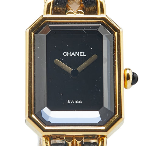 シャネル プルミエール 腕時計 サイズ：M H0001 クオーツ ブラック文字盤 メッキ レザー レディース CHANEL 【中古】