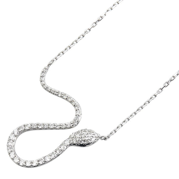 Pt900 プラチナ Pt850 プラチナ ダイヤ0.50ct 蛇 スネーク モチーフ ネックレス レディース 【中古】