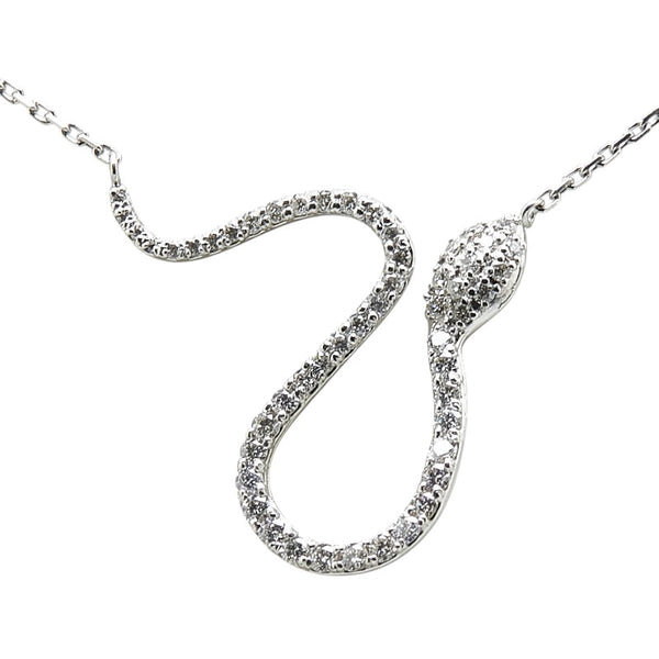 Pt900 プラチナ Pt850 プラチナ ダイヤ0.50ct 蛇 スネーク モチーフ ネックレス レディース 【中古】