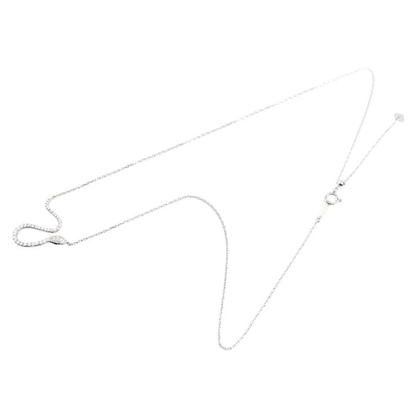 Pt900 プラチナ Pt850 プラチナ ダイヤ0.50ct 蛇 スネーク モチーフ ネックレス レディース 【中古】