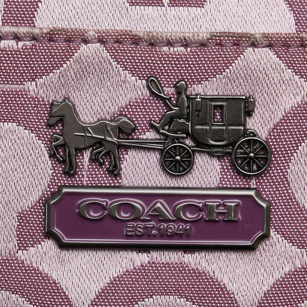 コーチ トライベッカ オプアート 斜め掛け ショルダーバッグ 43131 パープル ベージュ キャンバス エナメル レディース COACH 【中古】