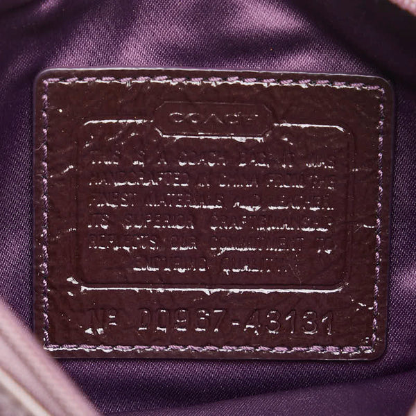 コーチ トライベッカ オプアート 斜め掛け ショルダーバッグ 43131 パープル ベージュ キャンバス エナメル レディース COACH 【中古】