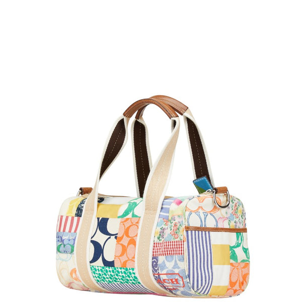 コーチ ミニボストンバッグ ショルダーバッグ 10452 ベージュ ブラウン マルチカラー キャンバス レザー レディース COACH 【中古】