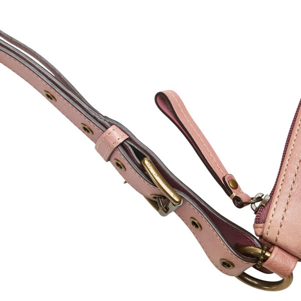 コーチ シグネチャー ワンショルダーバッグ ベージュ ピンク キャンバス レザー レディース COACH 【中古】