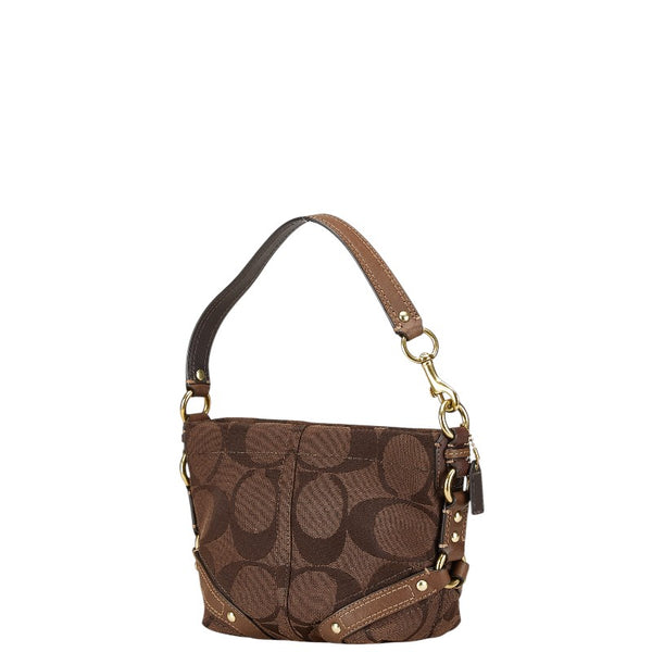 コーチ シグネチャー ミニハンドバッグ 40347 ブラウン キャンバス レザー レディース COACH 【中古】