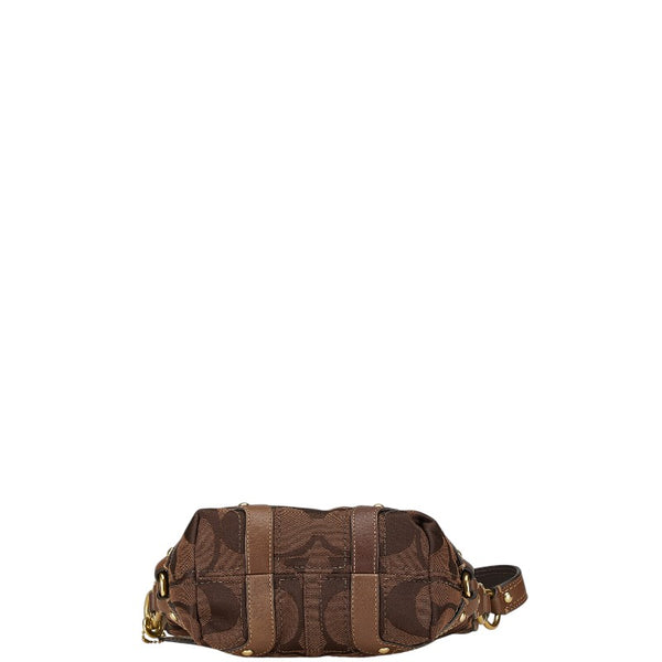コーチ シグネチャー ミニハンドバッグ 40347 ブラウン キャンバス レザー レディース COACH 【中古】