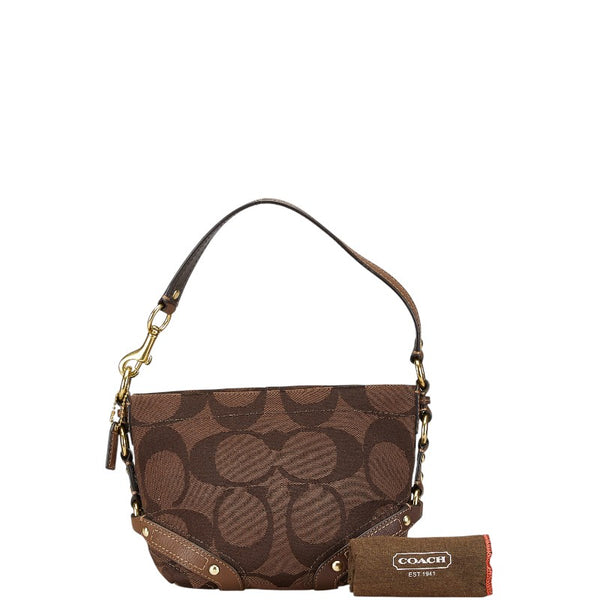 コーチ シグネチャー ミニハンドバッグ 40347 ブラウン キャンバス レザー レディース COACH 【中古】