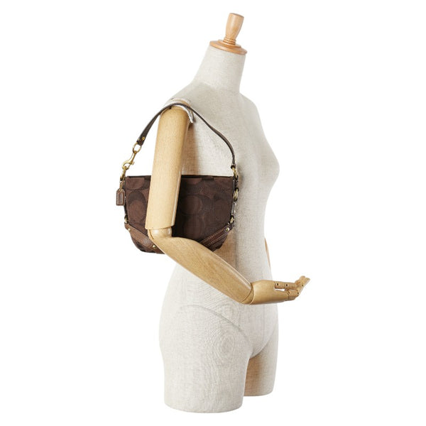 コーチ シグネチャー ミニハンドバッグ 40347 ブラウン キャンバス レザー レディース COACH 【中古】