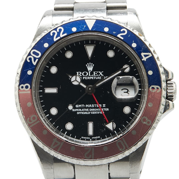 ロレックス GMTマスター2 腕時計 16710 自動巻き ブラック文字盤 ステンレススチール メンズ ROLEX 【中古】