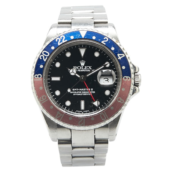 ロレックス GMTマスター2 腕時計 16710 自動巻き ブラック文字盤 ステンレススチール メンズ ROLEX 【中古】
