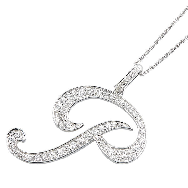 K18WG ホワイトゴールド ダイヤ1.12ct P イニシャル ペンダント ネックレス レディース 【中古】