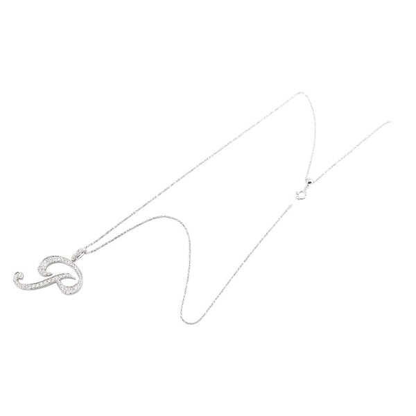 K18WG ホワイトゴールド ダイヤ1.12ct P イニシャル ペンダント ネックレス レディース 【中古】