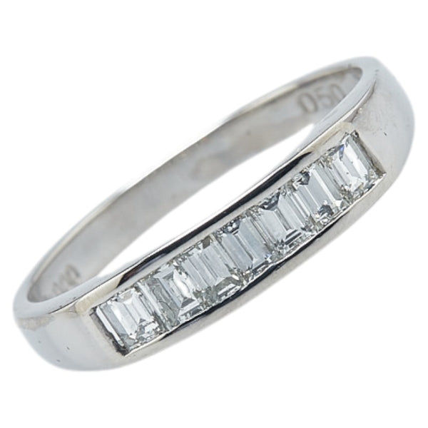 Pt900 プラチナ ダイヤ0.50ct 一文字 リング 指輪 レディース 13号 【中古】