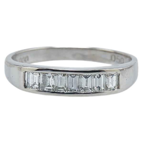 Pt900 プラチナ ダイヤ0.50ct 一文字 リング 指輪 レディース 13号 【中古】