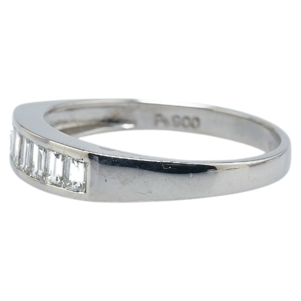 Pt900 プラチナ ダイヤ0.50ct 一文字 リング 指輪 レディース 13号 【中古】