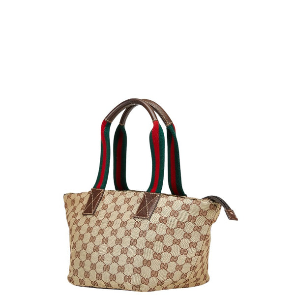 グッチ GGキャンバス トートバッグ ハンドバッグ 131228 ベージュ ブラウン キャンバス レザー レディース GUCCI 【中古】