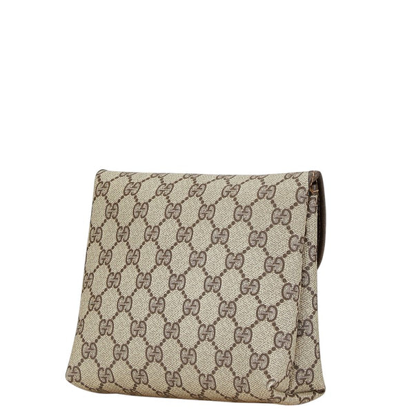 グッチ GGスプリーム ポーチ 039 4494 ブラウン PVC レザー レディース GUCCI 【中古】