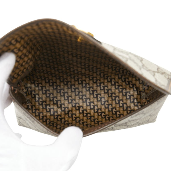 グッチ GGスプリーム ポーチ 039 4494 ブラウン PVC レザー レディース GUCCI 【中古】