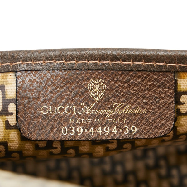 グッチ GGスプリーム ポーチ 039 4494 ブラウン PVC レザー レディース GUCCI 【中古】