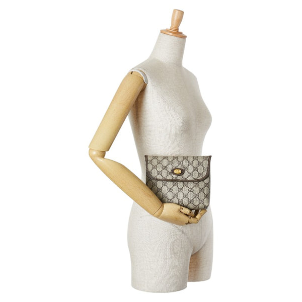 グッチ GGスプリーム ポーチ 039 4494 ブラウン PVC レザー レディース GUCCI 【中古】