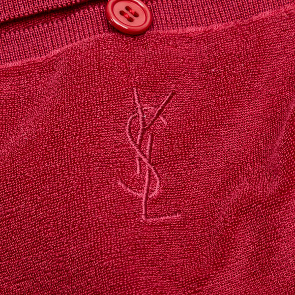 サンローラン パイル地 ポロシャツ レッド コットン ポリエステル レディース SAINT LAURENT 【中古】