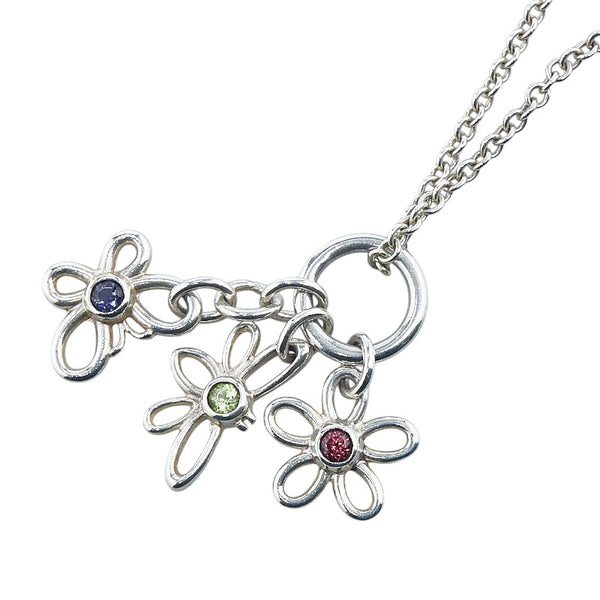 ティファニー フラワー バタフライ 花 蝶 モチーフ ネックレス シルバー マルチカラー SV925 シルバー レディース TIFFANY&Co. 【中古】