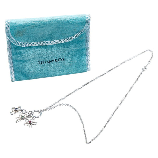 ティファニー フラワー バタフライ 花 蝶 モチーフ ネックレス シルバー マルチカラー SV925 シルバー レディース TIFFANY&Co. 【中古】