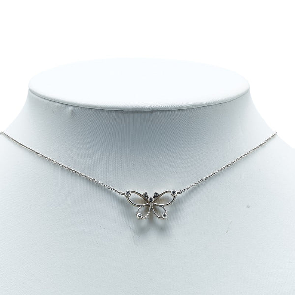 ティファニー バタフライ 7Pダイヤ ネックレス SV925 シルバー レディース TIFFANY&Co. 【中古】