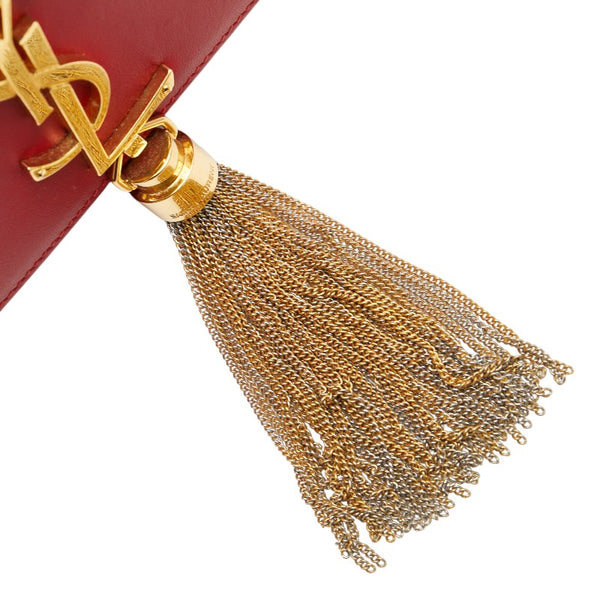 サンローラン YSL モノグラム クラシックケイト 斜め掛け チェーン ショルダーバッグ 354119 レッド レザー レディース SAINT LAURENT 【中古】