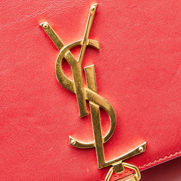 サンローラン YSL モノグラム クラシックケイト 斜め掛け チェーン ショルダーバッグ 354119 レッド レザー レディース SAINT LAURENT 【中古】