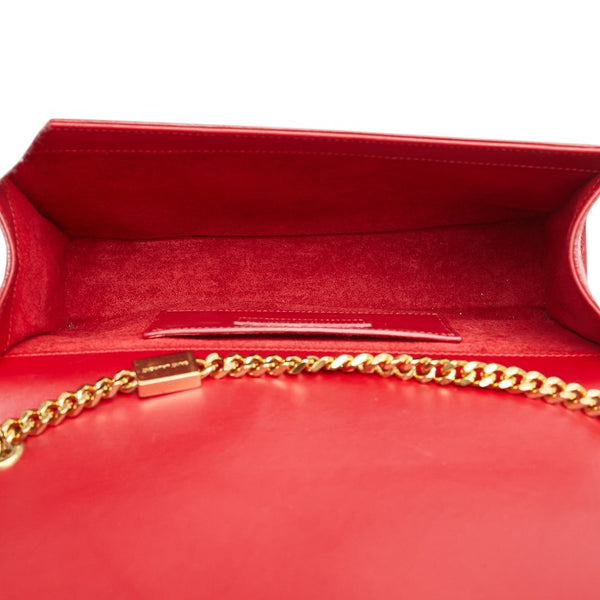 サンローラン YSL モノグラム クラシックケイト 斜め掛け チェーン ショルダーバッグ 354119 レッド レザー レディース SAINT LAURENT 【中古】