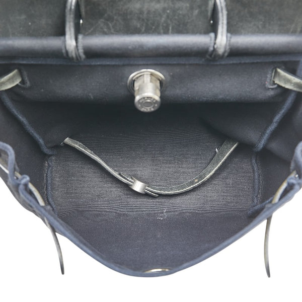 エルメス エールバッグPM ハンドバッグ リュック 2WAY ブラック キャンバス レザー レディース HERMES 【中古】