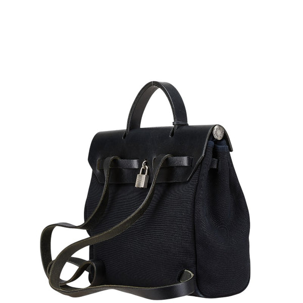 エルメス エールバッグPM ハンドバッグ リュック 2WAY ブラック キャンバス レザー レディース HERMES 【中古】