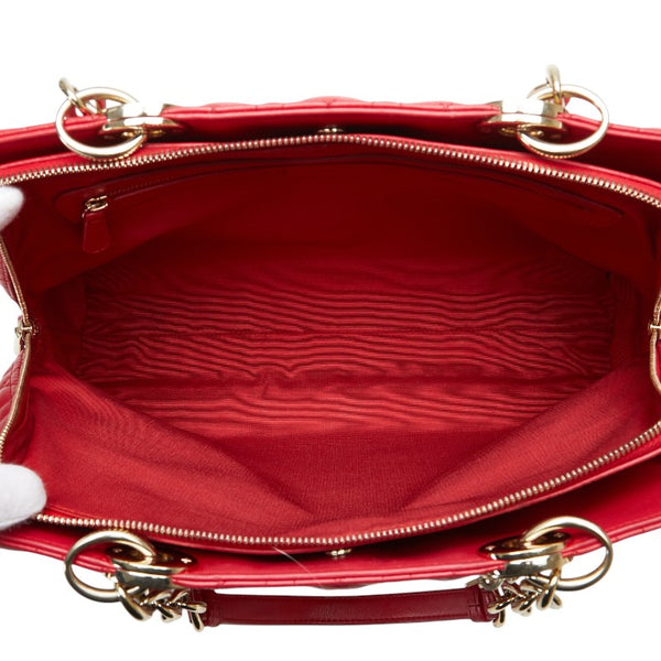 ディオール カナージュ レディディオール ハンドバッグ ショルダーバッグ レッド ラムスキン レディース Dior 【中古】