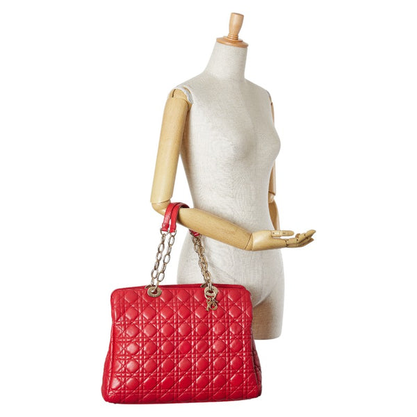 ディオール カナージュ レディディオール ハンドバッグ ショルダーバッグ レッド ラムスキン レディース Dior 【中古】