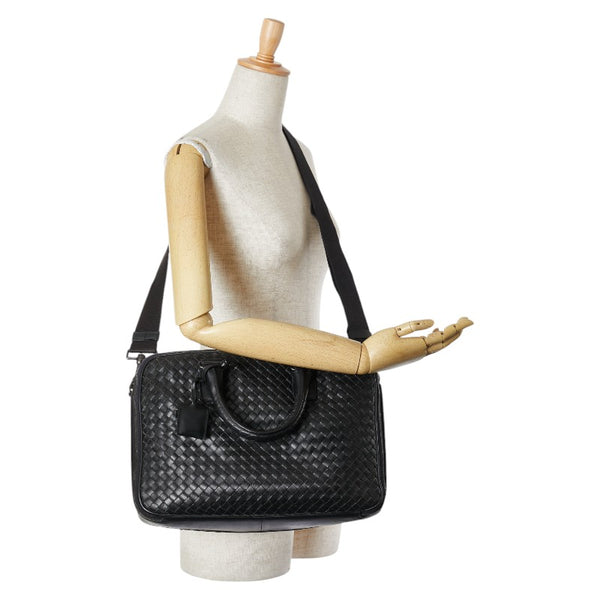 ボッテガヴェネタ イントレチャート ハンドバッグ ショルダーバッグ 2WAY ブラック レザー レディース BOTTEGAVENETA 【中古】