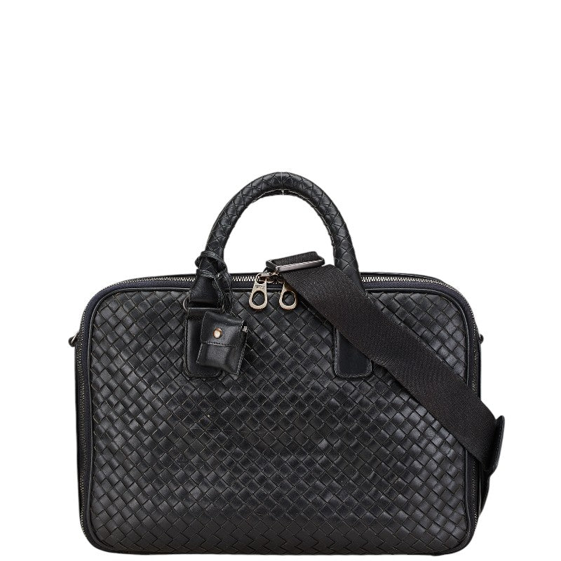 ボッテガヴェネタ イントレチャート ハンドバッグ ショルダーバッグ 2WAY ブラック レザー レディース BOTTEGAVENETA 【中古】