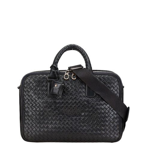 ボッテガヴェネタ イントレチャート ハンドバッグ ショルダーバッグ 2WAY ブラック レザー レディース BOTTEGAVENETA 【中古】