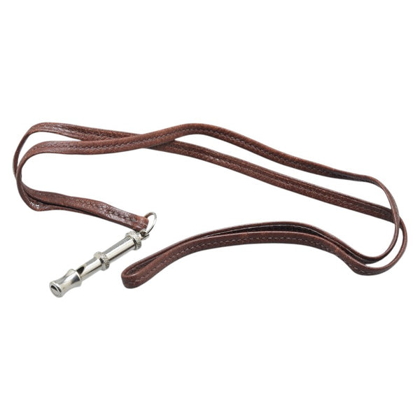 エルメス シフレ ホイッスル 犬笛 ネックレス ブラウン シルバー レザー メタル レディース HERMES 【中古】