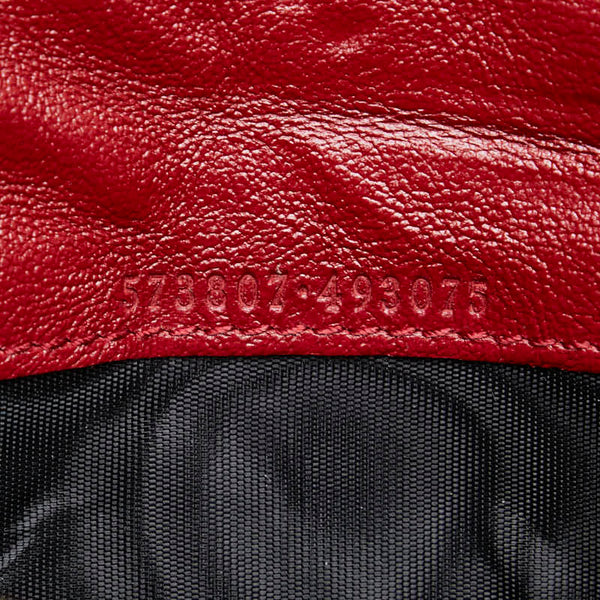 グッチ GGマーモント  チェーン ショルダーバッグ 573807 ブラック レッド レザー レディース GUCCI 【中古】