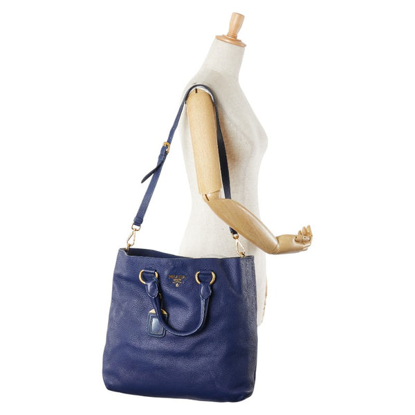 プラダ トートバッグ ショルダーバッグ 2WAY ブルー レザー レディース PRADA 【中古】