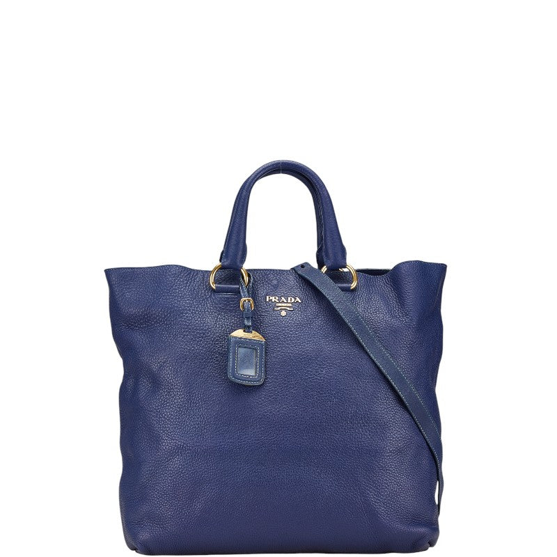 プラダ トートバッグ ショルダーバッグ 2WAY ブルー レザー レディース PRADA 【中古】