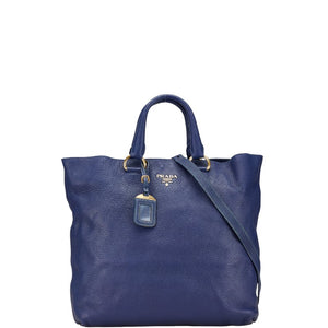 プラダ トートバッグ ショルダーバッグ 2WAY ブルー レザー レディース PRADA 【中古】